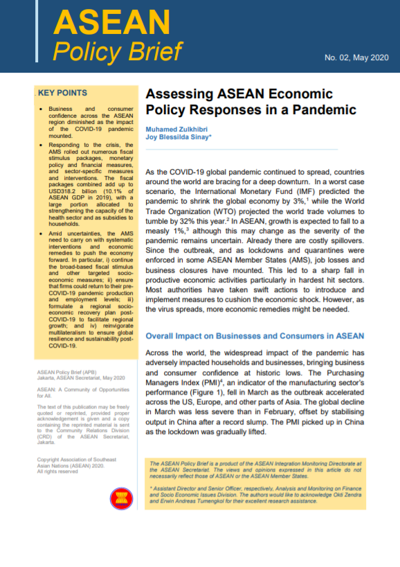 ASEAN Policy Brief: Assessing ASEAN Economic Policy Responses in a Pandemic