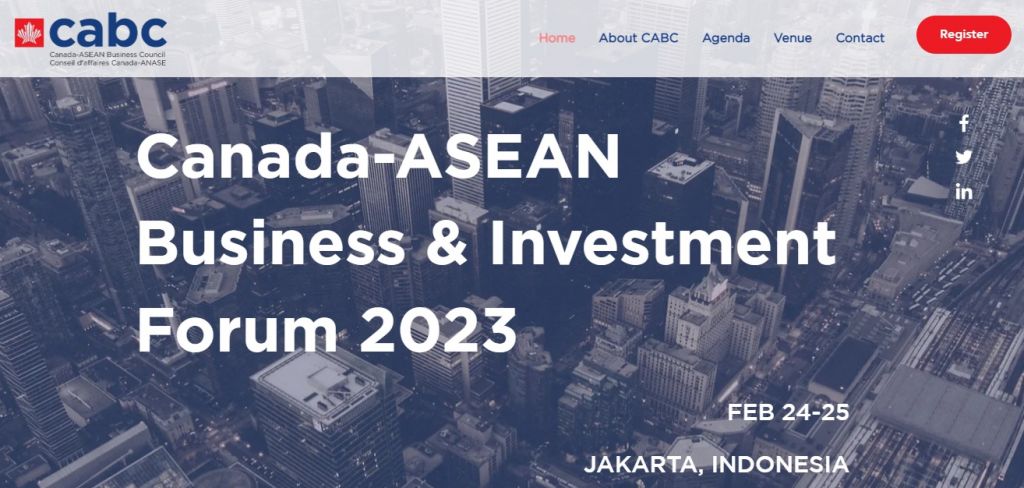 Invitation to attend the Canada-ASEAN Business & Investment Forum Feb 2023 in Indonesia