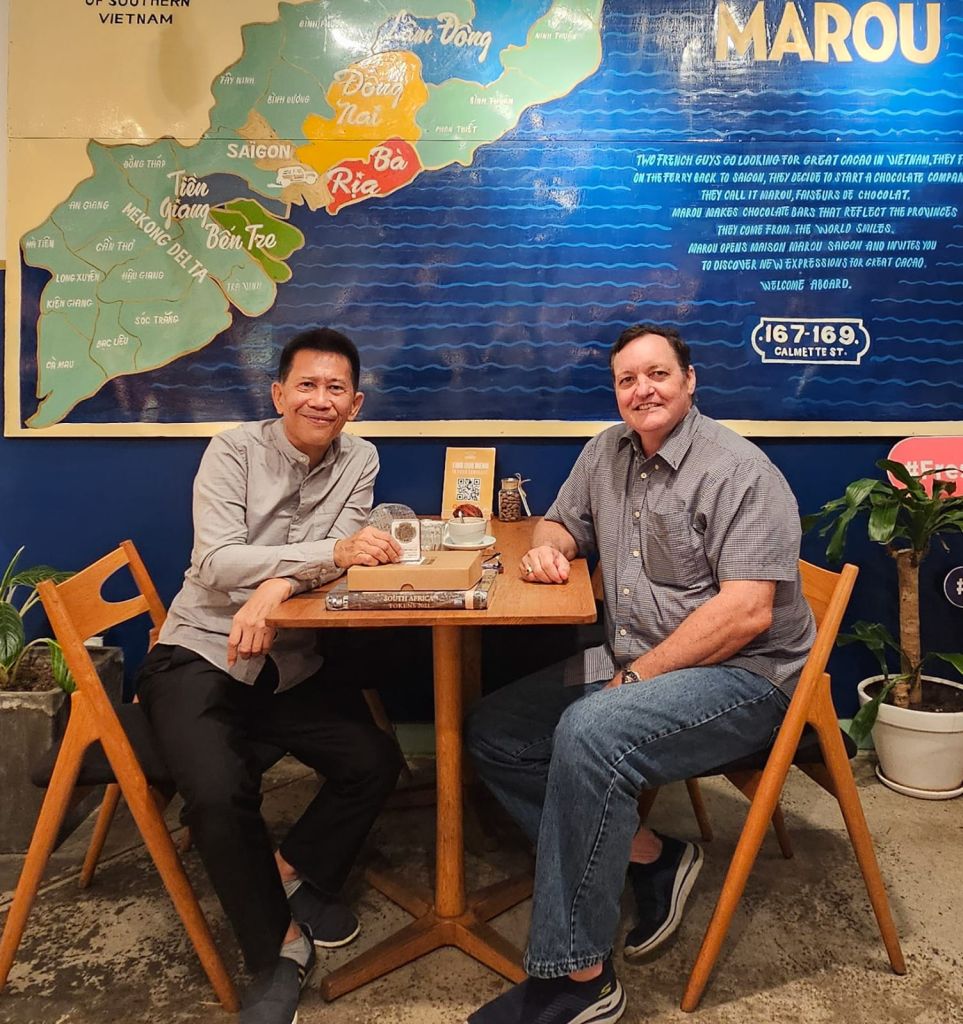 PBEC members Dr. Morgan D Caroll & David Ching catch up in HCMC Vietnam – Oct 2024